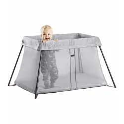 Lit Parapluie Gris Argent avec matelas