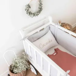 Tour de lit double gaze de coton GRIS CLAIR