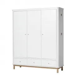Armoire Wood 3 portes Blanc et Chêne