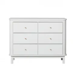 Commode avec petit plan à langer Wood 6 tiroirs Blanc