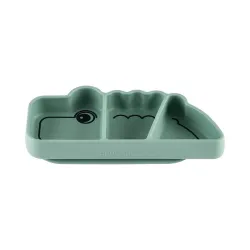 Assiette antidérapante à ventouse silicone, Croco vert