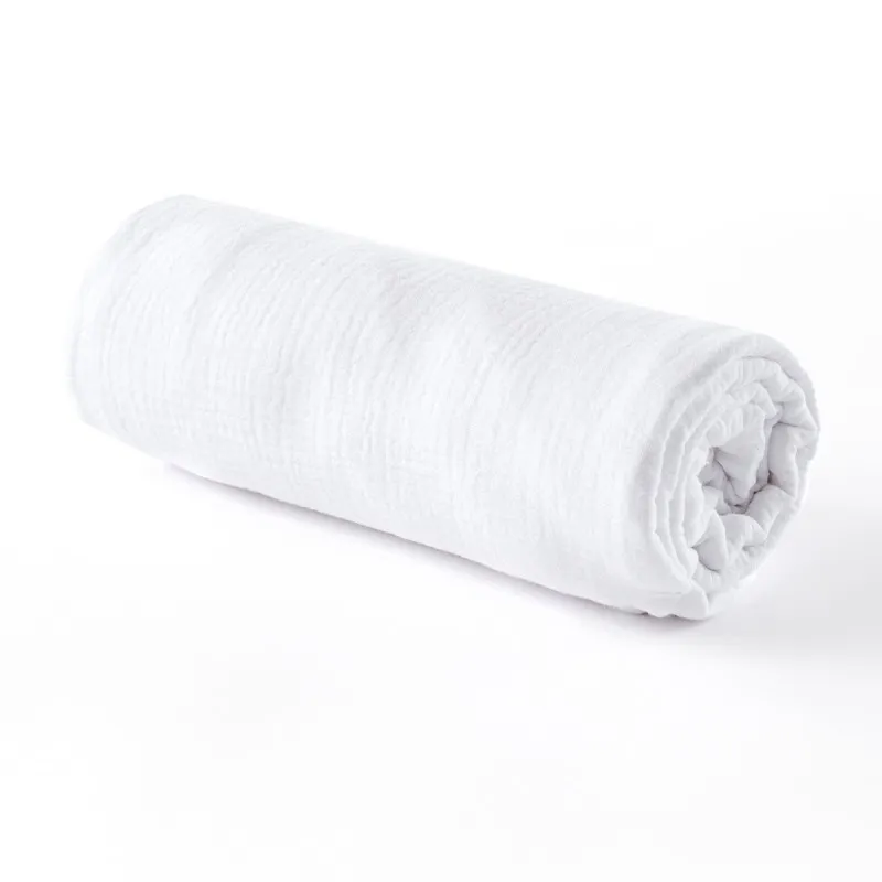 Drap housse en gaze de coton BLANC