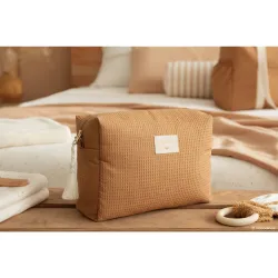 Trousse de toilette en nid d'abeille Diva Caramel