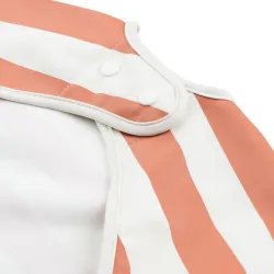 Bavoir à manches, Stripes Papaya  (6 - 18 mois)