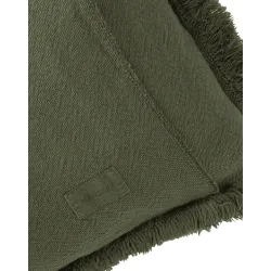 Coussin à franges Landscape en coton lavé Vetiver