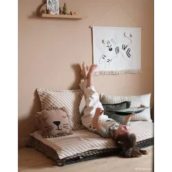 Matelas de Sol Landscape en coton lavé gaufré Stripes Sesame