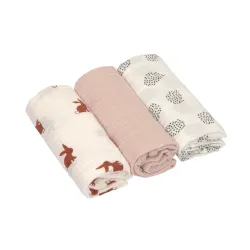 Lot de 3 langes en mousseline Little Forest Lapin