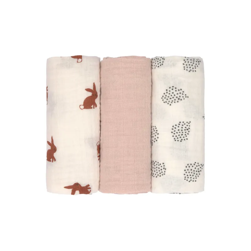 Lot de 3 langes en mousseline Little Forest Lapin