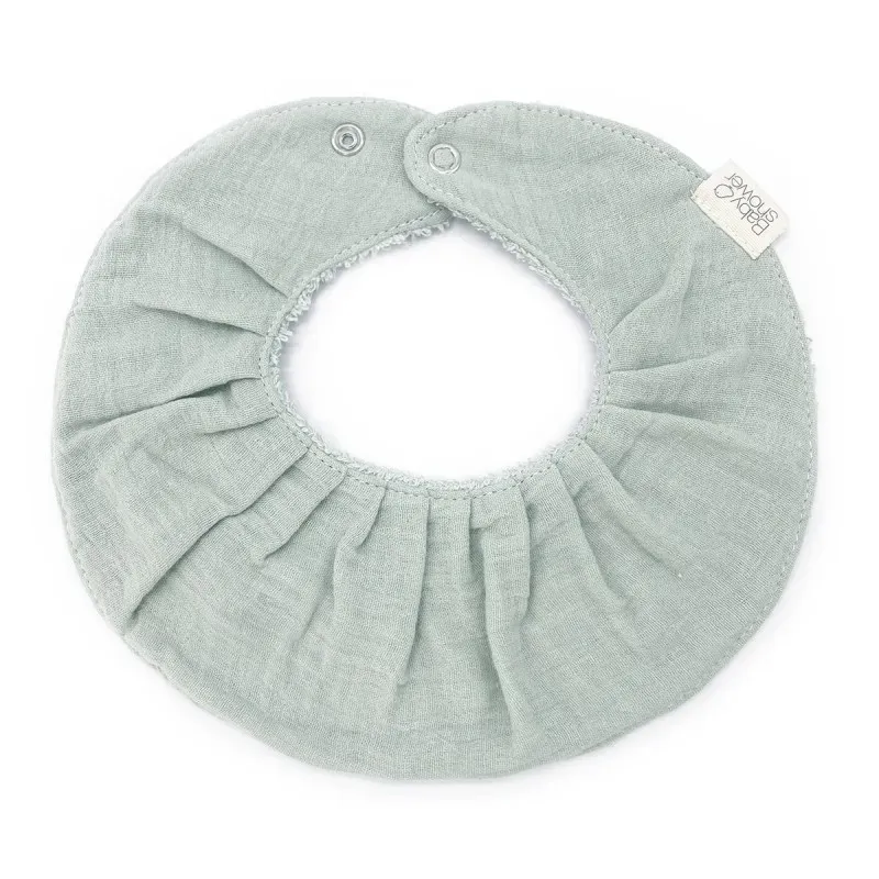 Bavoir Naissance Rond Gaze de coton Mint Breeze