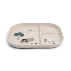 Assiette antidérapante à compartiments Tiny Farm Sand