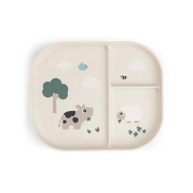 Assiette antidérapante à compartiments Tiny Farm Sand