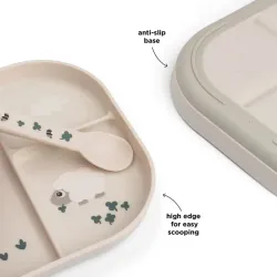 Assiette antidérapante à compartiments Tiny Farm Sand