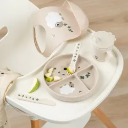 Assiette compartimentée à ventouse - Sand