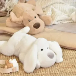 Chien Allongé Blanc 40 cm