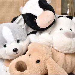 Chien Husky Allongé Gris 40 cm