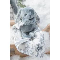 Doudou Augustin Le Lapin Toile de Jouy Bleu