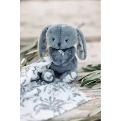 Doudou Augustin Le Lapin Toile de Jouy Bleu