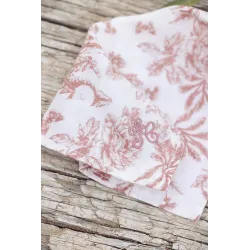 Doudou Augustin Le Lapin Toile de Jouy Rose