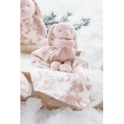Doudou Augustin Le Lapin Toile de Jouy Rose
