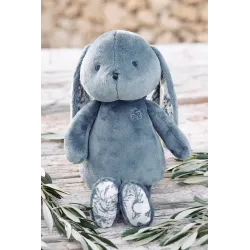 Augustin Le Lapin 25 cm Toile de Jouy Bleu