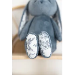 Augustin Le Lapin 25 cm Toile de Jouy Bleu