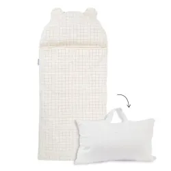 Sac de couchage pour maternelle avec oreiller intégré Carreaux Colin