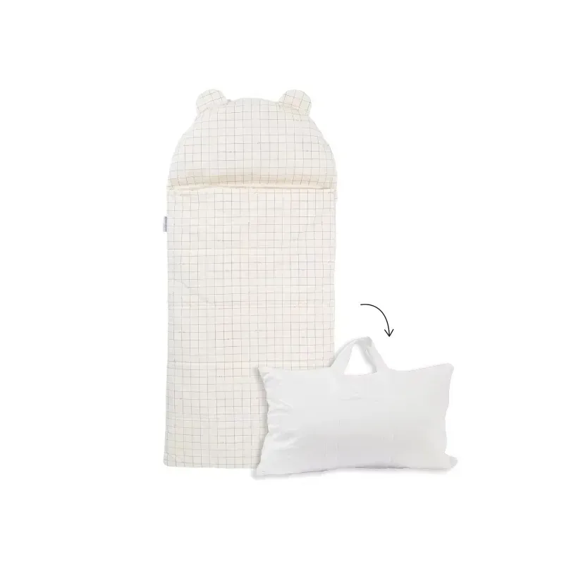 Sac de couchage pour maternelle avec oreiller intégré Carreaux Colin