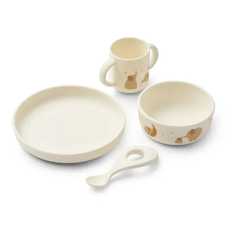 Set repas en Silicone Vivi Eléphant Crème de la crème