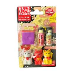 Gommes Figurines - Kokeshi et Lucky Cat