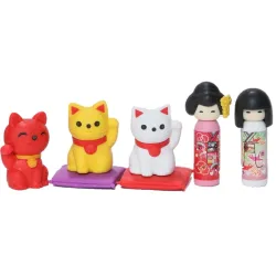 Gommes Figurines - Kokeshi et Lucky Cat