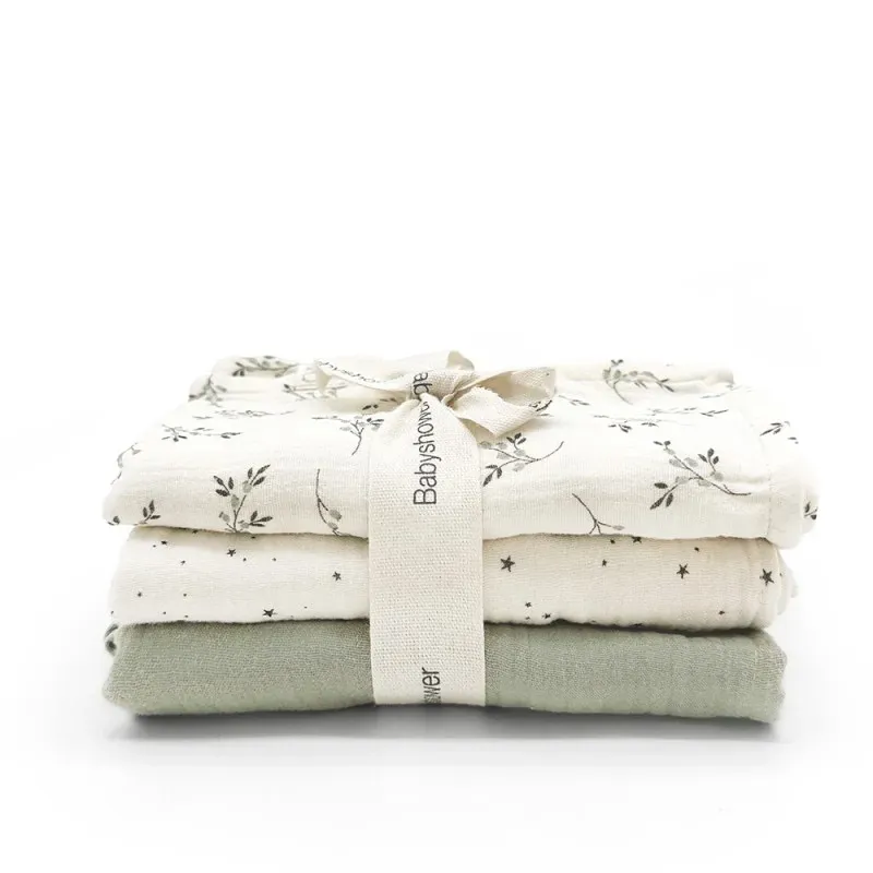 Lot de 3 langes en coton Bio Olive Bloom