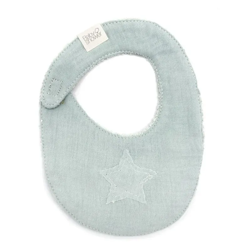 Bavoir Naissance Gaze de coton Mint Breeze avec Etoile
