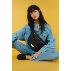 Custine XL Le Sac Banane Coton recyclé Ciré Noir