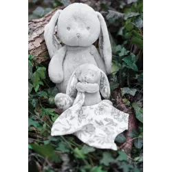 Doudou Augustin Le Lapin Toile de Jouy Gris