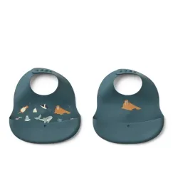 Lot de 2 Bavoirs en Silicone Ember Arctic Sea