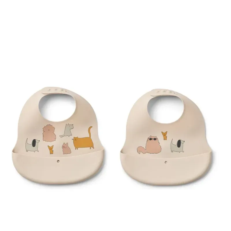 Lot de 2 Bavoirs en Silicone Ember Cats and Dogs