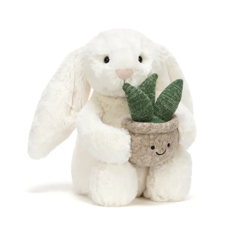 Cream Bunny with Plant