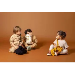 Attache Sucette Gaze de coton Léopard Beige