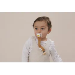 Attache Sucette Gaze de coton Léopard Beige