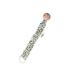 Attache Sucette Gaze de coton Léopard Beige