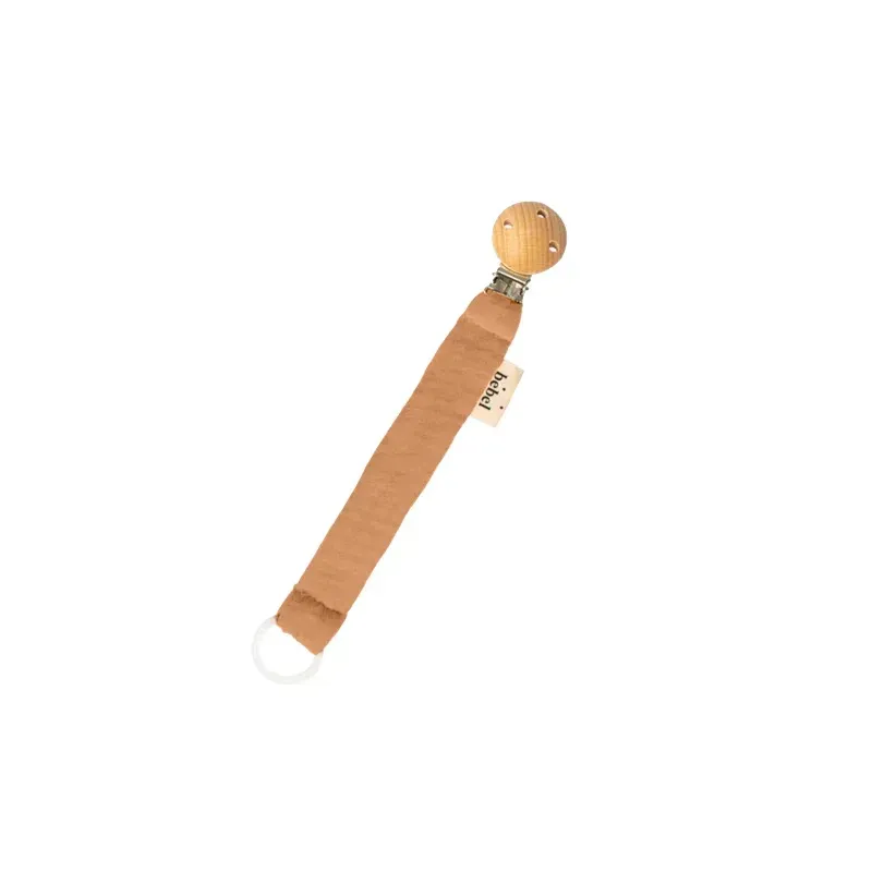 Attache Sucette Gaze de coton Camel