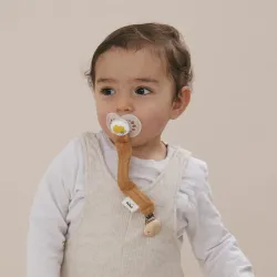 Attache Sucette Gaze de coton Camel