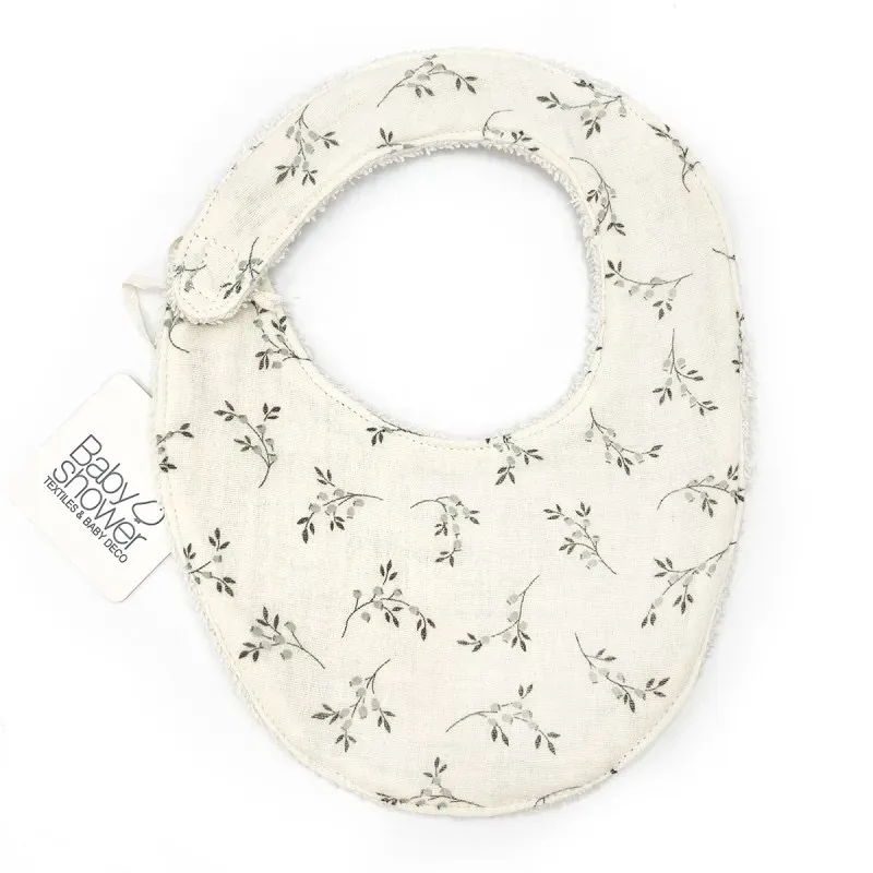 Bavoir Naissance Gaze de coton Olive Bloom