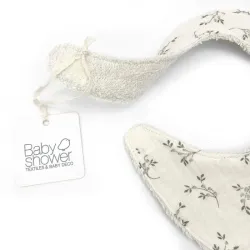 Bavoir Naissance Gaze de coton Olive Bloom