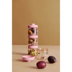Lot de 4 Boites Alimentaires pour bébé Dominique - Cherry Heart Rosey