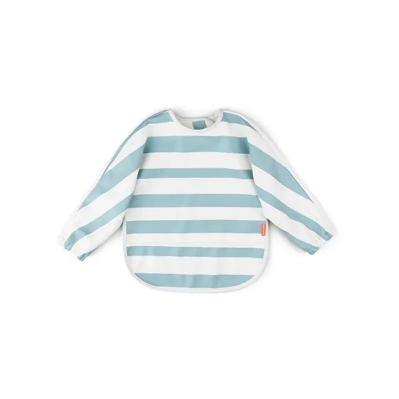 Bavoir à manches, Stripes Blue  (6 - 18 mois)