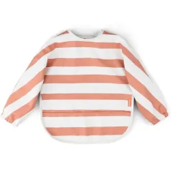 Bavoir à manches, Stripes Papaya  (6 - 18 mois)