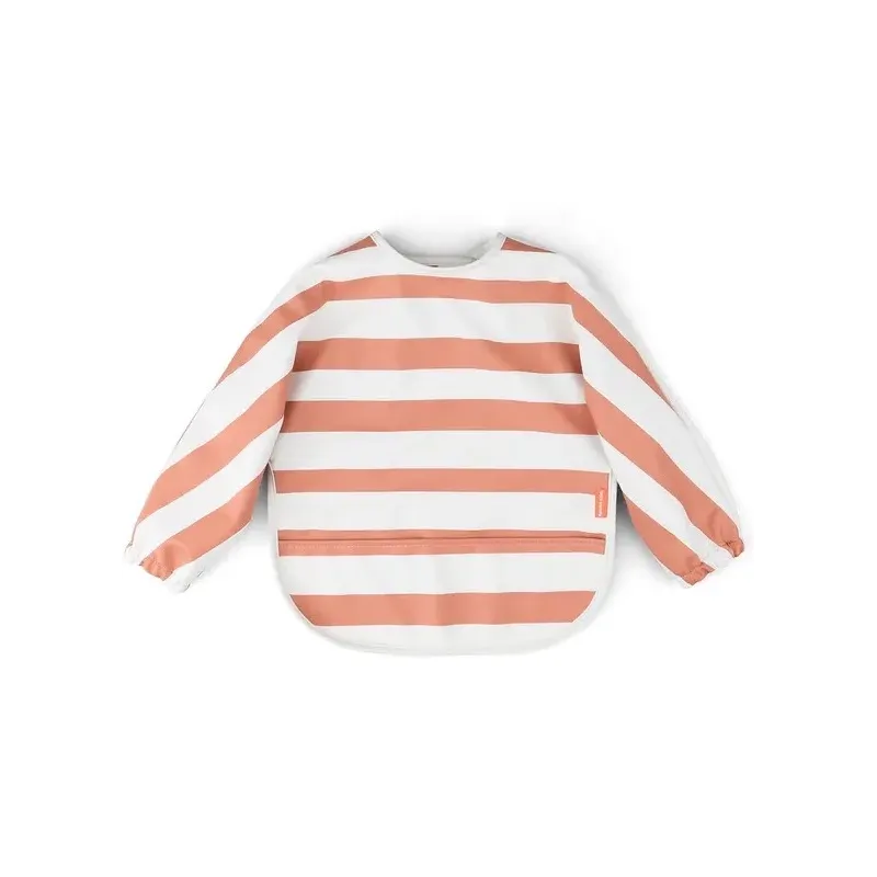 Bavoir à manches, Stripes Papaya  (6 - 18 mois)