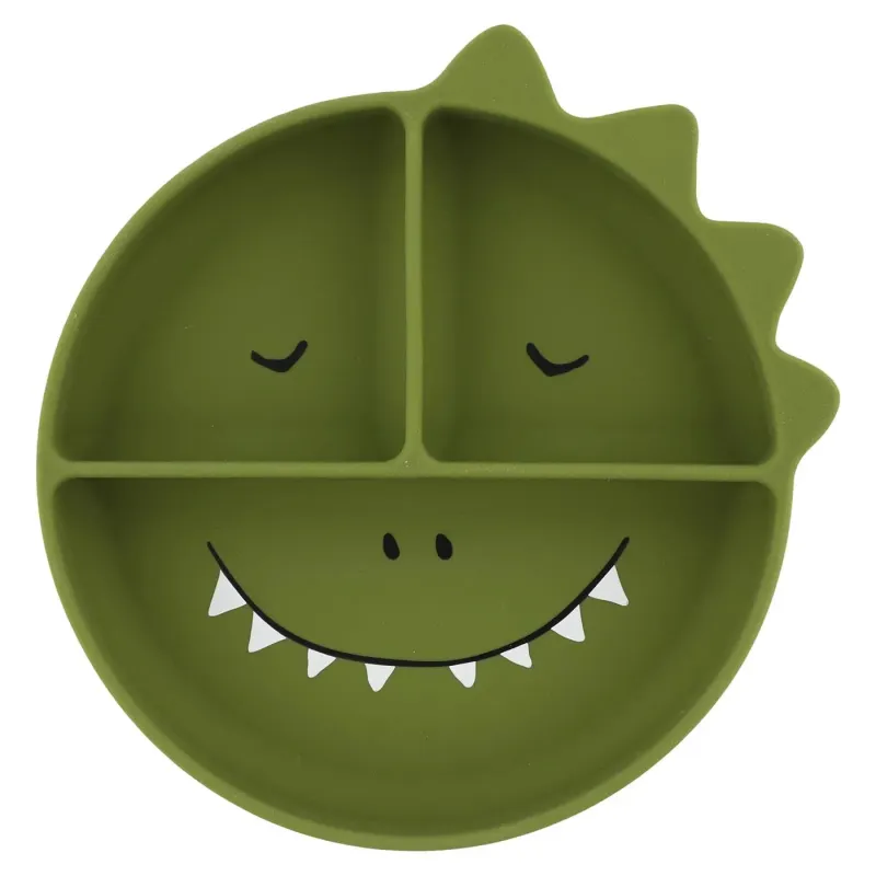 Assiette silicone compartimentée à ventouse Mr Dino