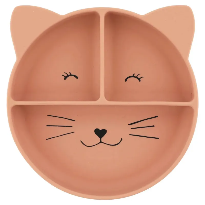 Assiette silicone compartimentée à ventouse Mrs Chat